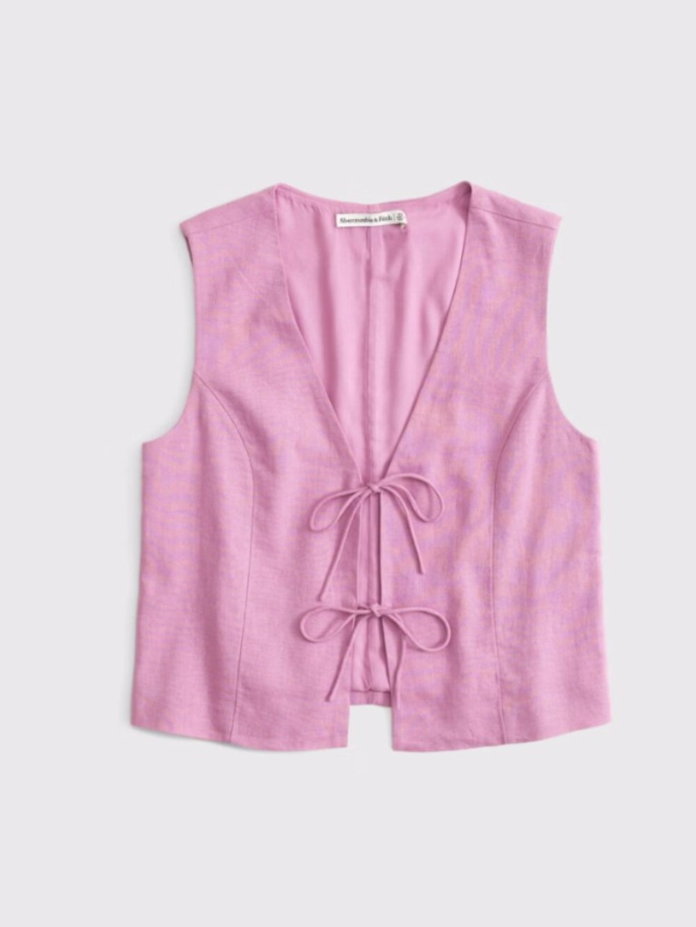 Abercrombie & Fitch | Linen-Blend Tie-Front Vest — Pink